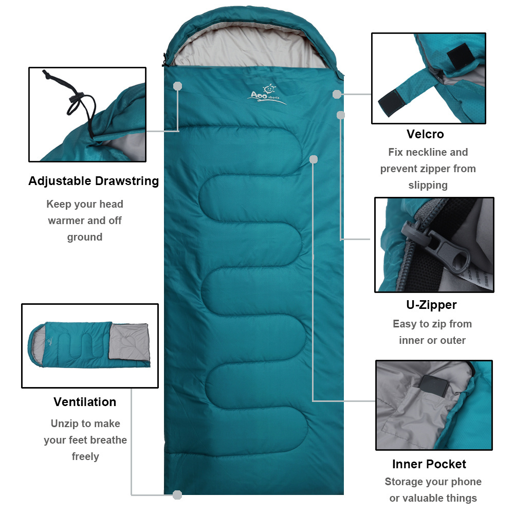 Heavy Duty Warmest Blue Waterproof Winter Camping Fluffy Custom Wholesale Air Sleeping Bag Deals