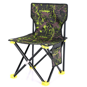 Camping Folding Portable Outdoor Chair Folding Quad Chair Back Support Steel Frame