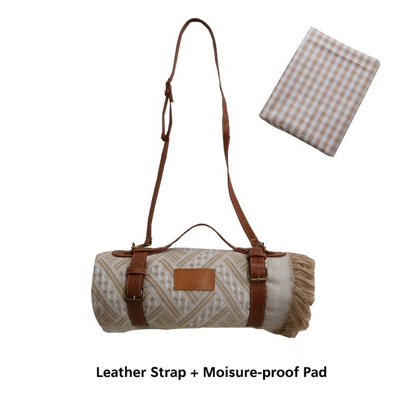 Wholesale Camping Supplies Blanket Mat Portable Storage Camping Mat With Tassel & Leather Strap