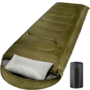 Camping Sleeping Bag Manufacturer Winter Waterproof Single army green Sleeping Bag With Pillows