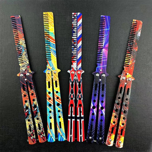 Wholesale Custom Private Brand Training Foldable Comb Stainless Steel Pocket Folding Butterfly Knife Comb