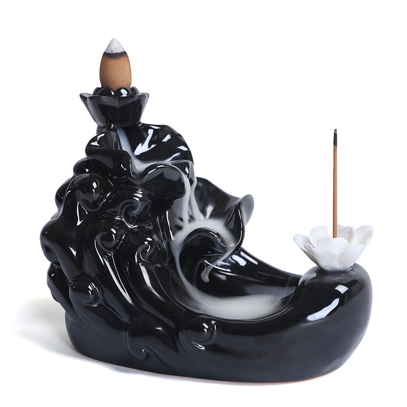 Mini Ceramic Backflow Incense Burners Waterfall Fountain Meditation Aromatherapy Decoration Incense Cone Holder