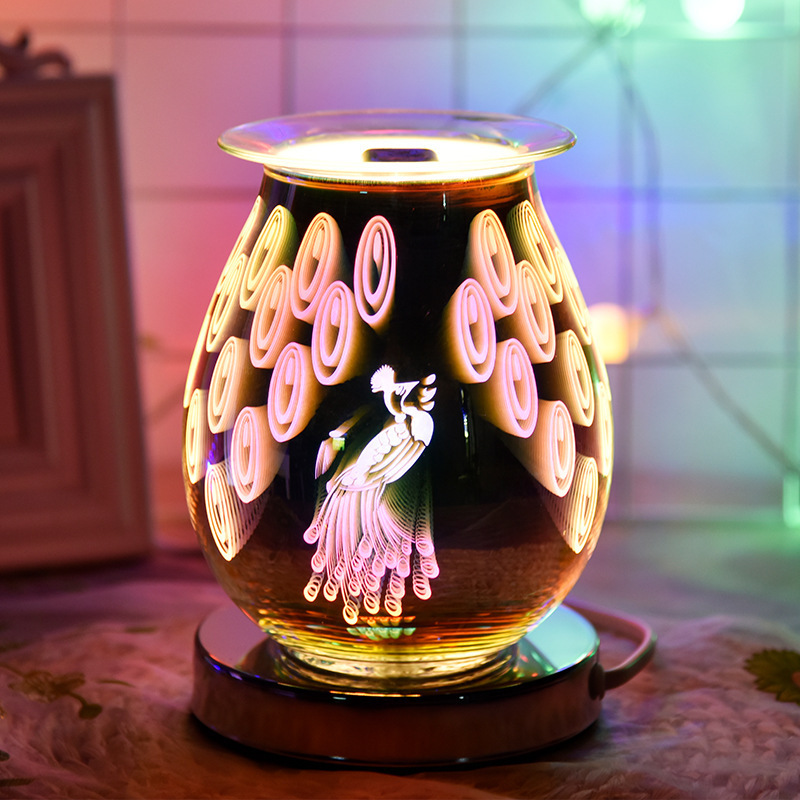 Factory directly hot sale 3D Fireworks Electric Wax melt warmer Led Aroma Lamp Essential Oil Burner for Home Bedroom