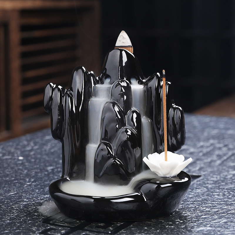 Mini Ceramic Backflow Incense Burners Waterfall Fountain Meditation Aromatherapy Decoration Incense Cone Holder