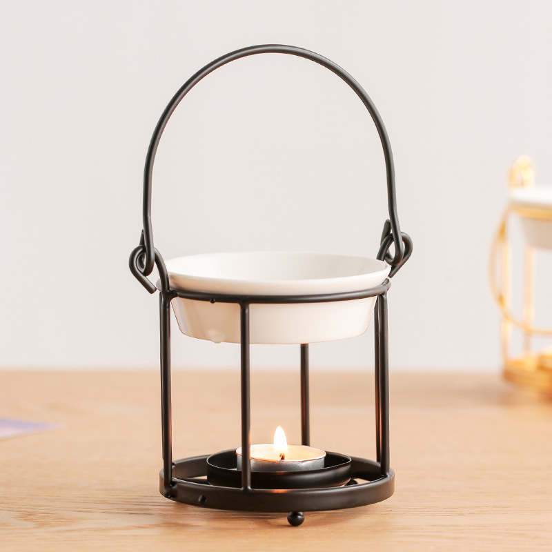 2023 New Design Hot Sale Black Iron Fragrance For Home Dorm Wholesale Ceramic Oil Burner Wax Melt Warmer