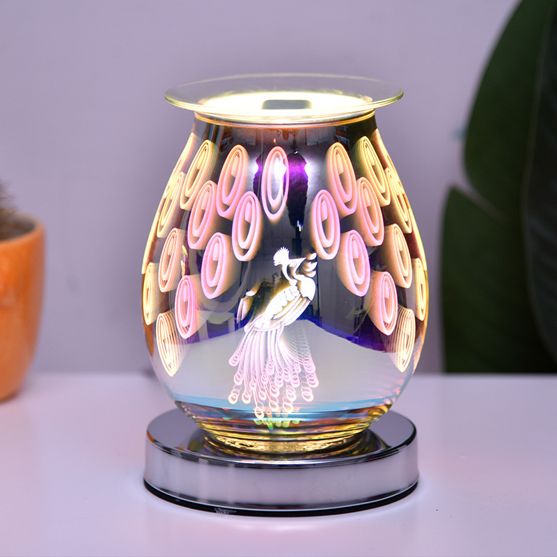 Factory directly hot sale 3D Fireworks Electric Wax melt warmer Led Aroma Lamp Essential Oil Burner for Home Bedroom