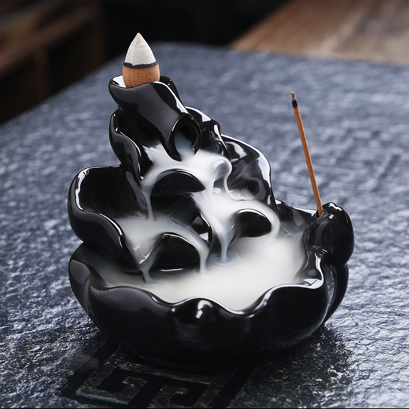 Mini Ceramic Backflow Incense Burners Waterfall Fountain Meditation Aromatherapy Decoration Incense Cone Holder