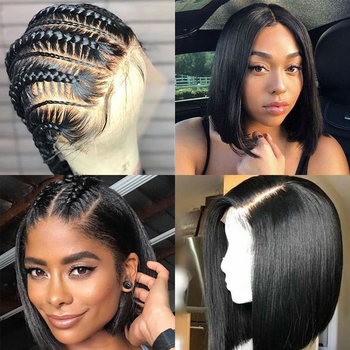 Glueless Straight Bob Wigs Brazilian Virgin Human Hair Bob Wigs with Baby Hair 13x4 Lace Front Human Hair wigs for Black Women