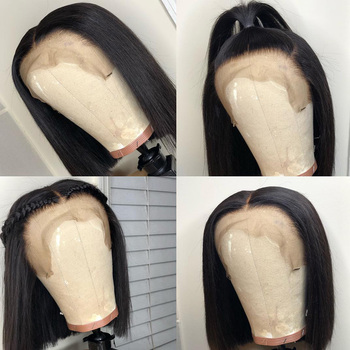 Glueless Straight Bob Wigs Brazilian Virgin Human Hair Bob Wigs with Baby Hair 13x4 Lace Front Human Hair wigs for Black Women