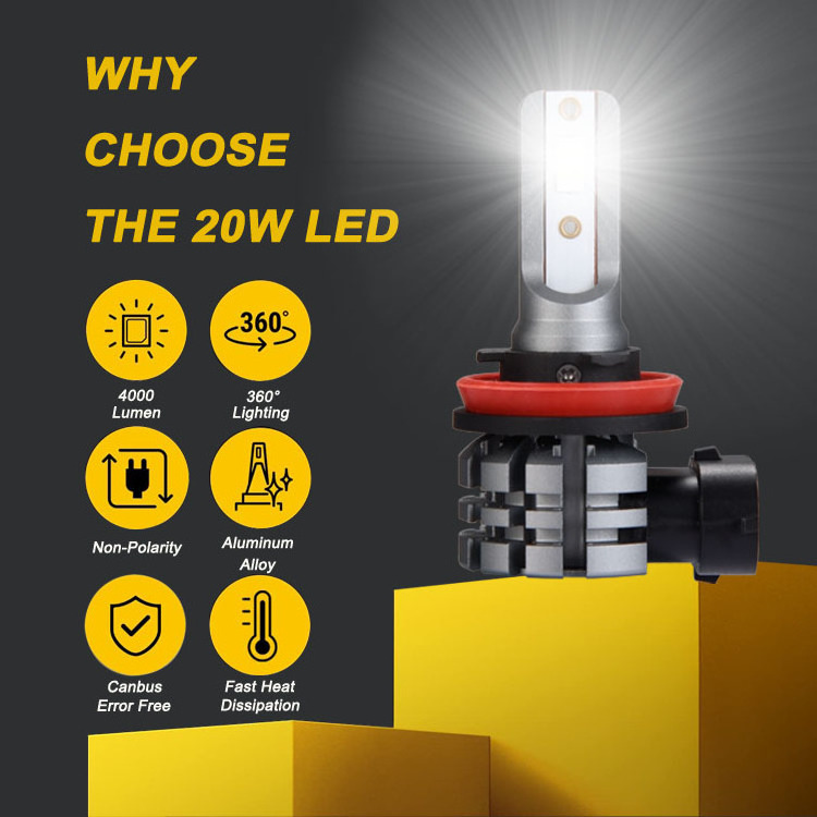 High power led fog light led driving H1 H7 H11 9005 9006 12V 20w 2000lm motorcycle lights LED car headlight bulb