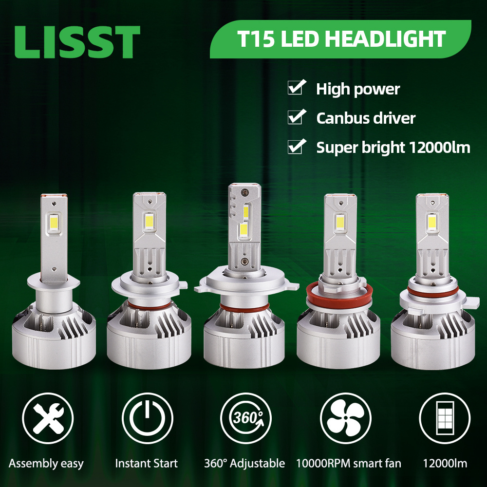 Super bright high low beam lights H1 H4 H7 H13 H11 9005 9006 9012 65W 12000lm motorcycle truck car led headlight bulb