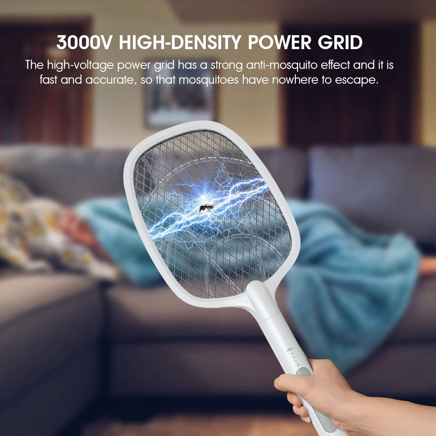 Electric Fly Swatter 2 in 1 USB Rechargeable Bug Zapper Racket Mosquito Killer Lamp for Home Outdoor