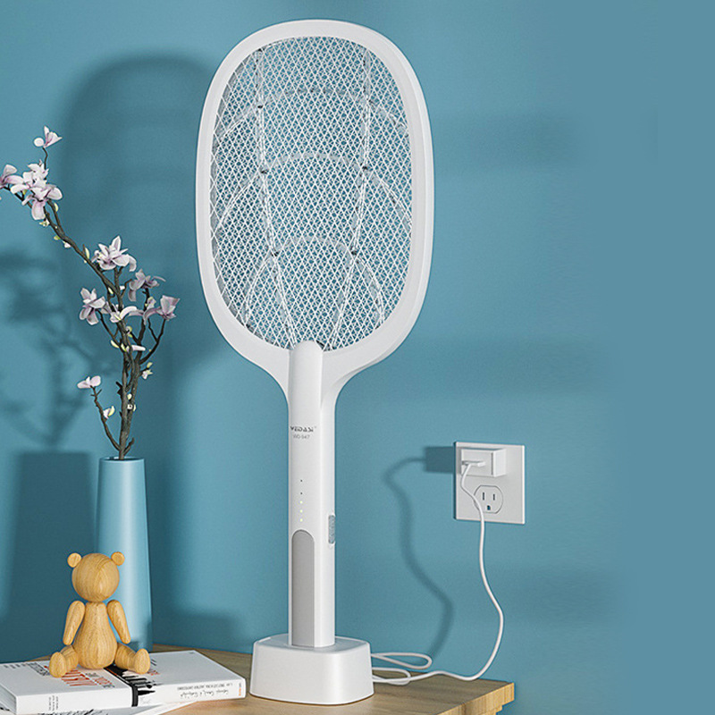 Fly Swatter Handheld Indoor Outdoor Electric Mosquito Swatter 2 in 1 Powerful 3000v Grid Rechargeable Bug Zapper Racket