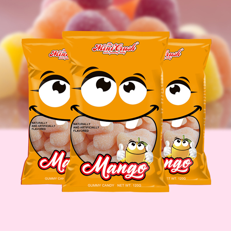 MINICRUSH CANDY Chinese confectionery manufacturers halal soft Chewies sweets fruit vegan mango gummy candy