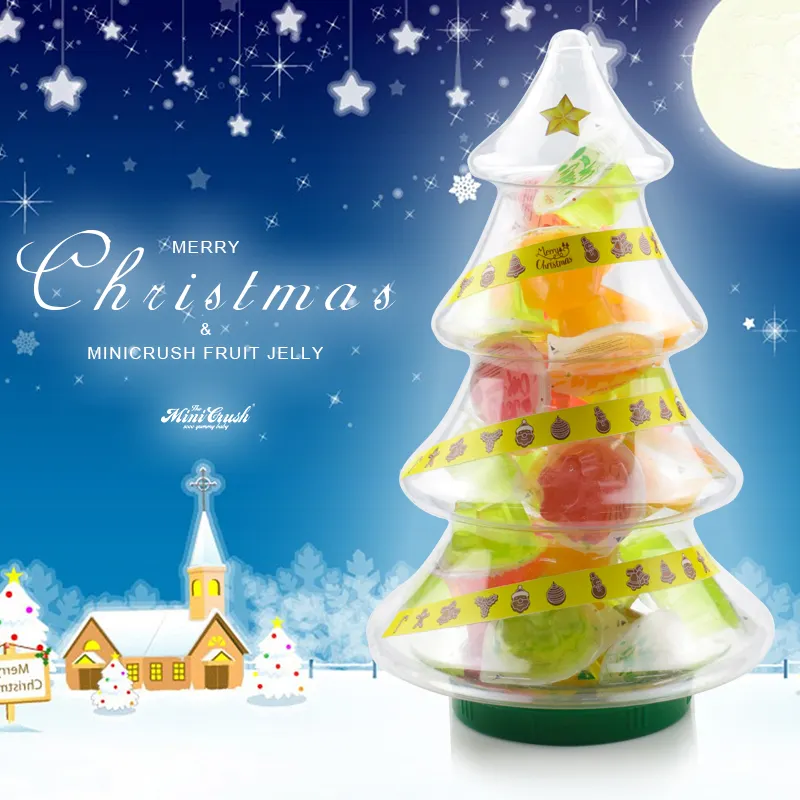 MINICRUSH Fruit Jelly Delicious Jelly Sweets Jelly Candy in Christmas tree shaped jars