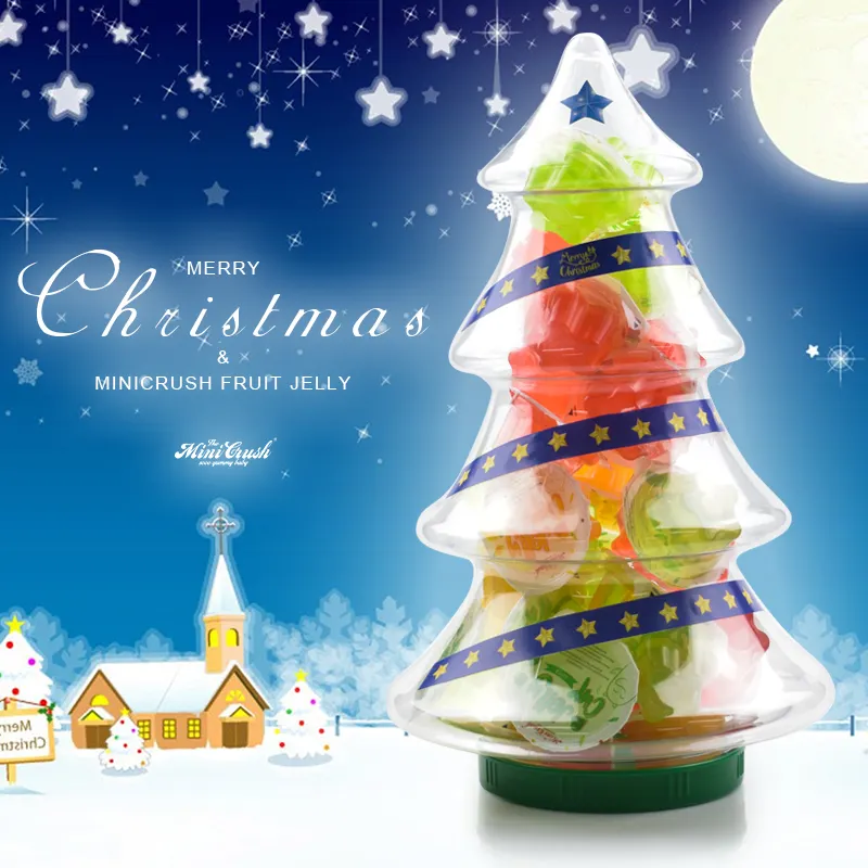 MINICRUSH Fruit Jelly Delicious Jelly Sweets Jelly Candy in Christmas tree shaped jars