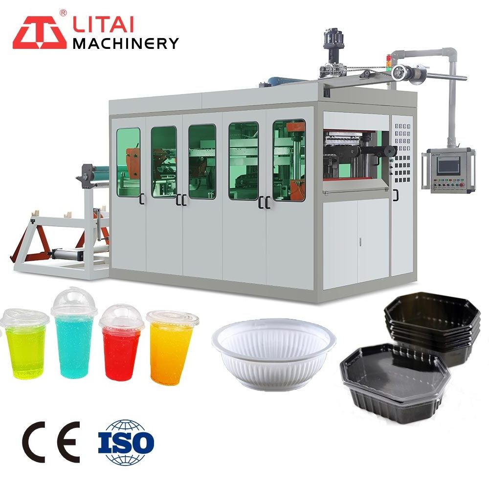 Three Phase Low Cost Disposal Plastic Cup Glass Making Machine For Making Biodegradable Plates Plastic Dishes Box