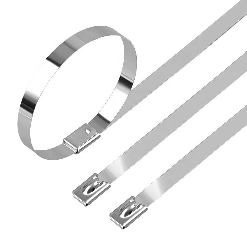 Wholesale Ball-Lock Uncoated Metal Ties 4.6*100 Self-locking Stainless Steel Strapping Band 316 Stainless Steel Banding Strap