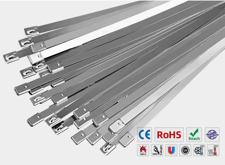 Wholesale Ball-Lock Uncoated Metal Ties 4.6*100 Self-locking Stainless Steel Strapping Band 316 Stainless Steel Banding Strap