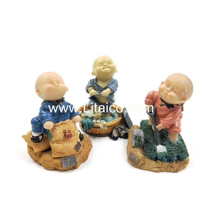 Manufacturer OEM 3D Statue Sculptures Custom Young Monk Poly Resin Figurine