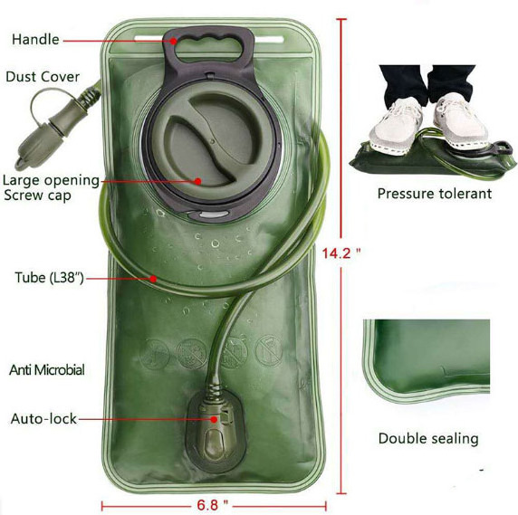 Hydration Bladder Leak Proof Water Reservoir 2L  Hydration Pack Cleaning Kit Tube Insulator Bite Valve Cover water bladder