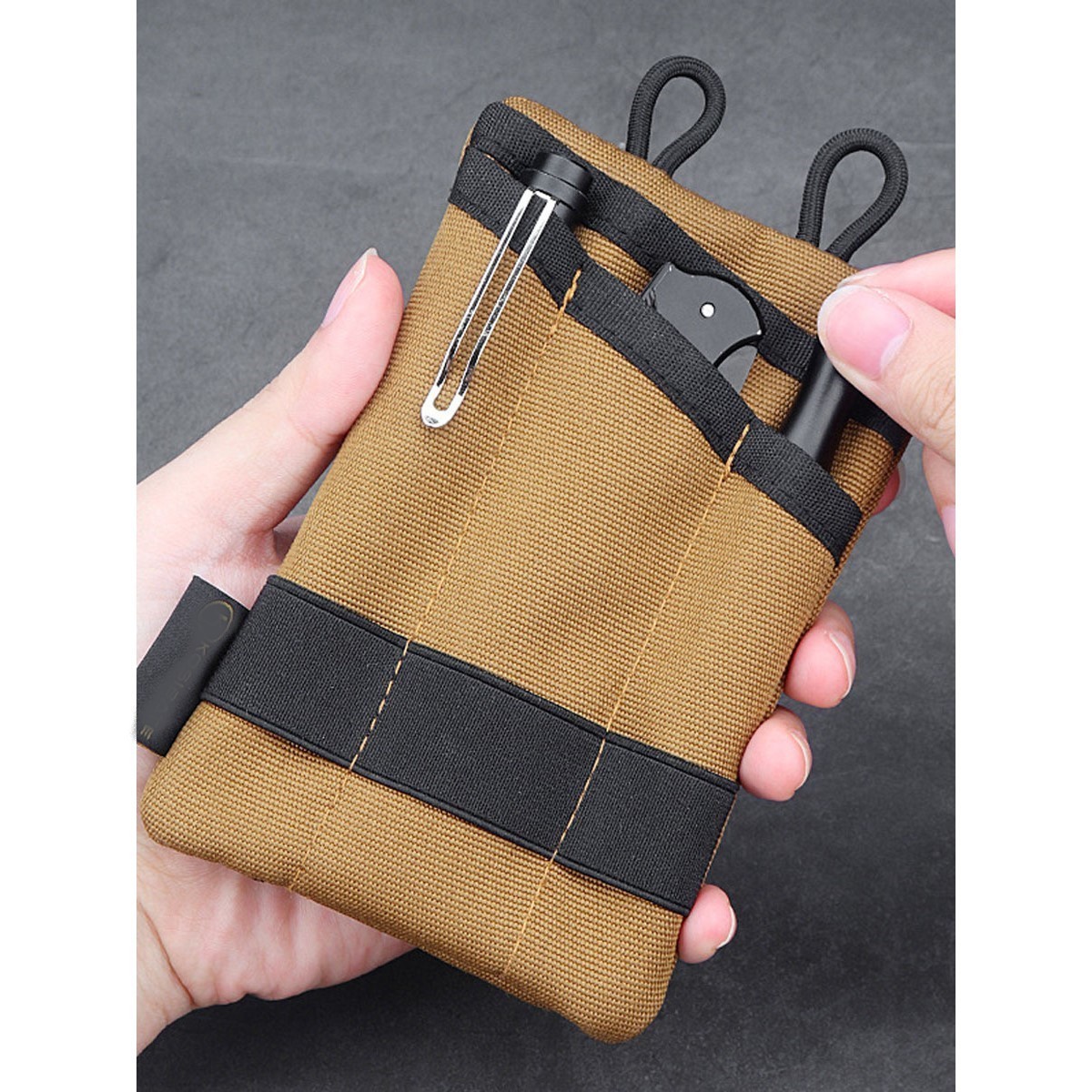 Custom EDC Pouch Tactical Small Wallet Organizer Holder Bag for Small EDC Tool Knife Flashlight Phone Molle Pouch