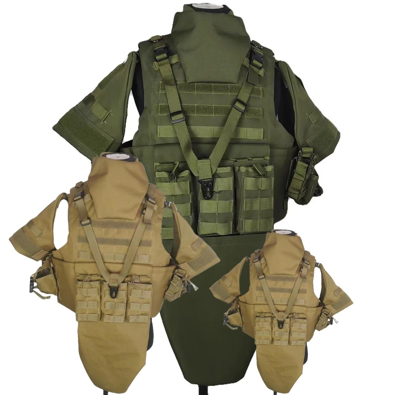 Ranger Green Canvas Tactical Vest Molle Kevlar Full Armor Plate Carrier Tactical Safety Protection Vest