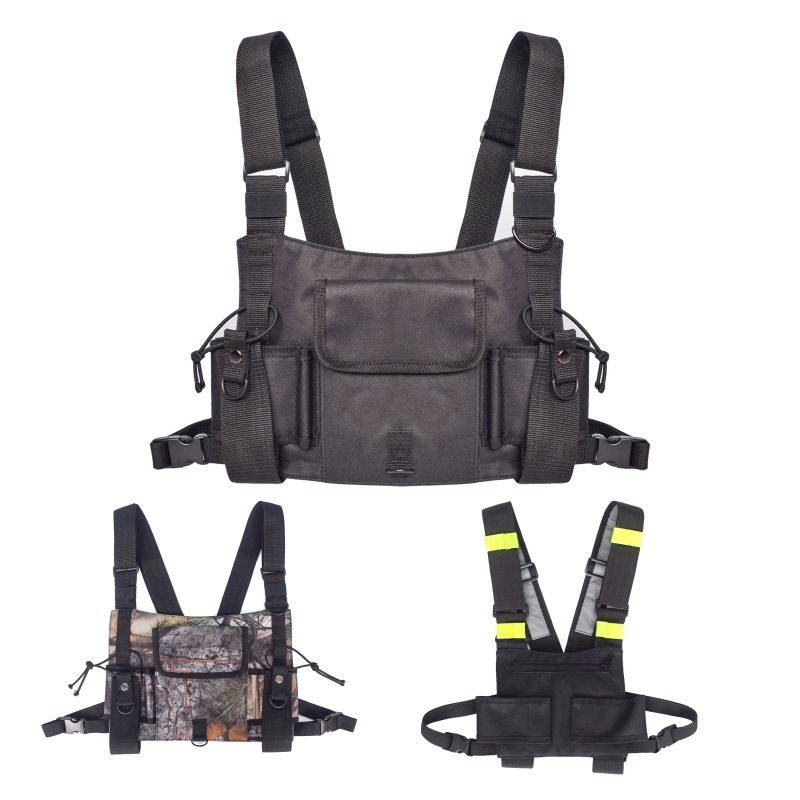 Tactical Utility Vest Radio Chest Rig Front Pack chest bag Portable Adjustable Holster Vest for Walkie Talkie