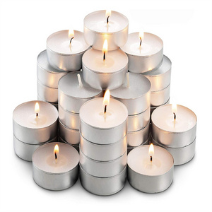 White Unscented European Votive Smokeless Tea Lights for Shabbat Weddings Christmas 4 Hours burning tealigh candle