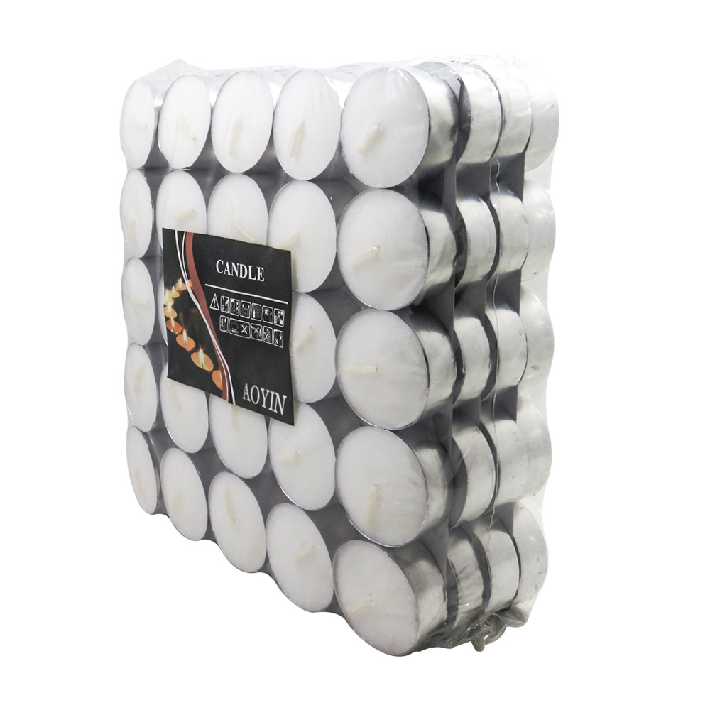 100pack 4hours 6hrs 8hrs Burning time Pressed tea light wax candles unscented white tealight candle