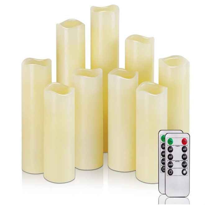 Flickering Flameless Led Candles Outdoor Waterproof Pillar Ivory Led Candles Light for Christmas Halloween Decor