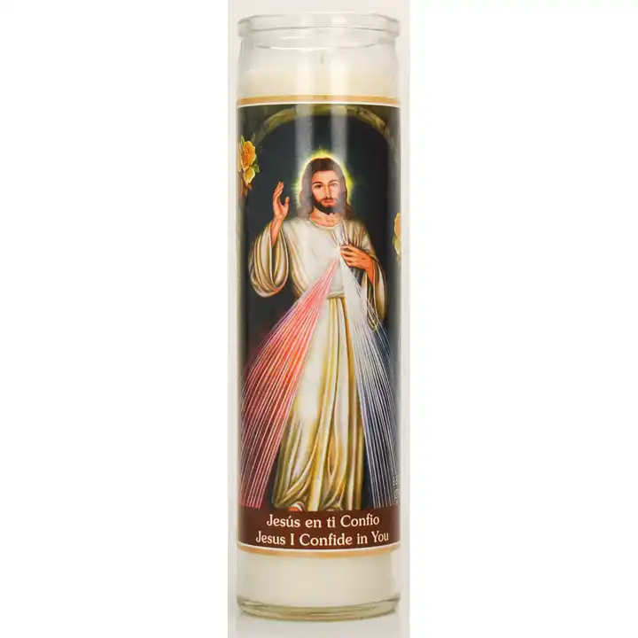 Holy Death Santa religious Muerte 7 Days Memorial Candle White Unscented Carton Easter Paraffin Wax Candle