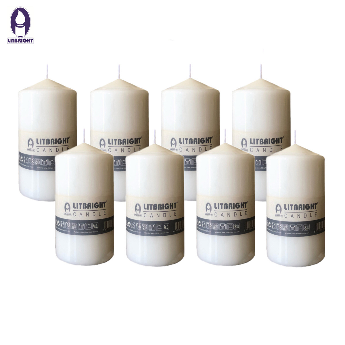 wholesale Decorative Cire Bougies soy paraffin wax Column pillar Candles Custom White in Bulk