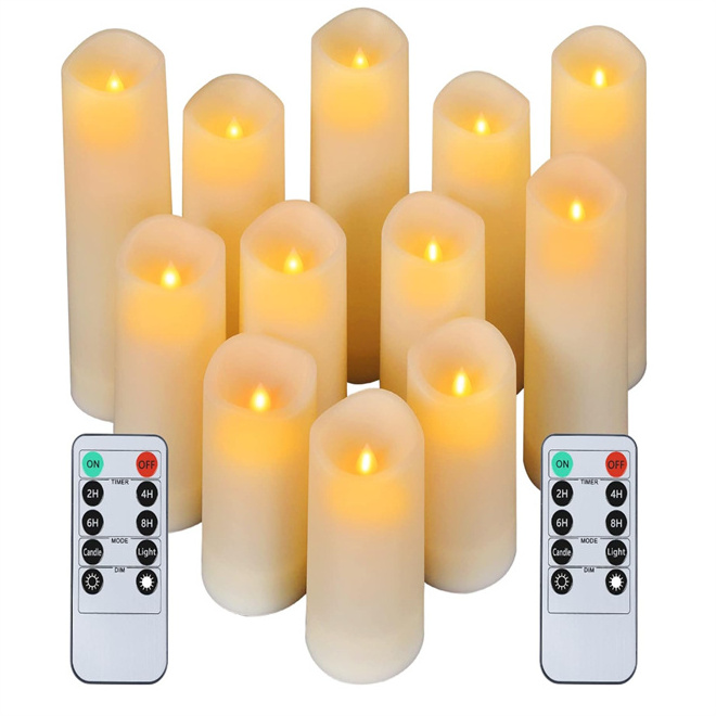 Flameless Votive Candles with Timer Remote Battery Operated Pillar Candles 6 Pack for Wedding