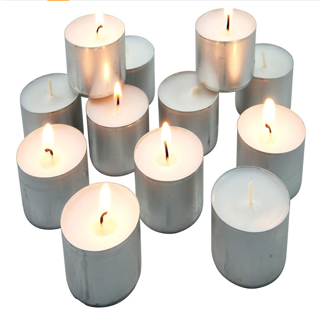 Paraffin Wax White Unscented European Votive Smokeless Tea Lights for Shabbat Weddings Christmas Home Decorative