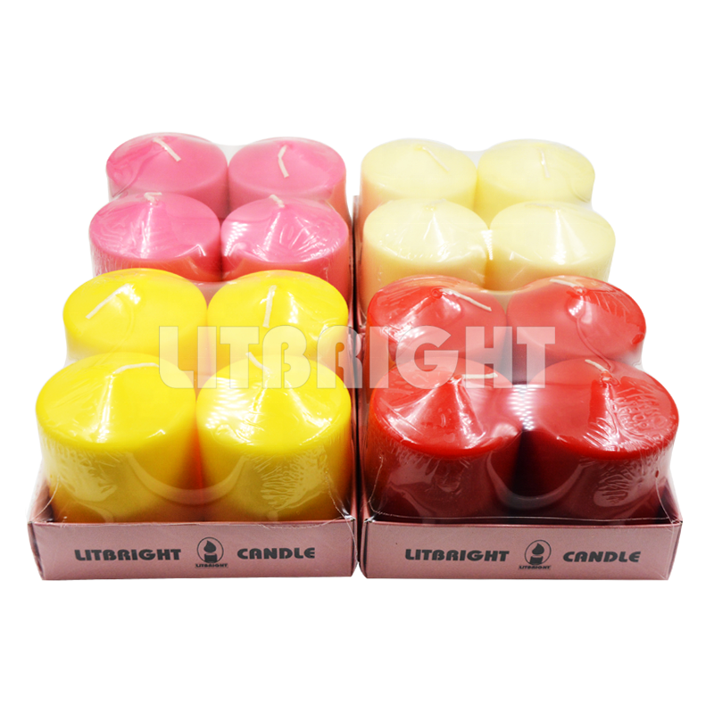 wholesale paraffin soy wax church Pillar Candles 3x4 custom Unscented Set Of 6 with shrink and box