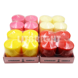 wholesale paraffin soy wax church Pillar Candles 3x4 custom Unscented Set Of 6 with shrink and box