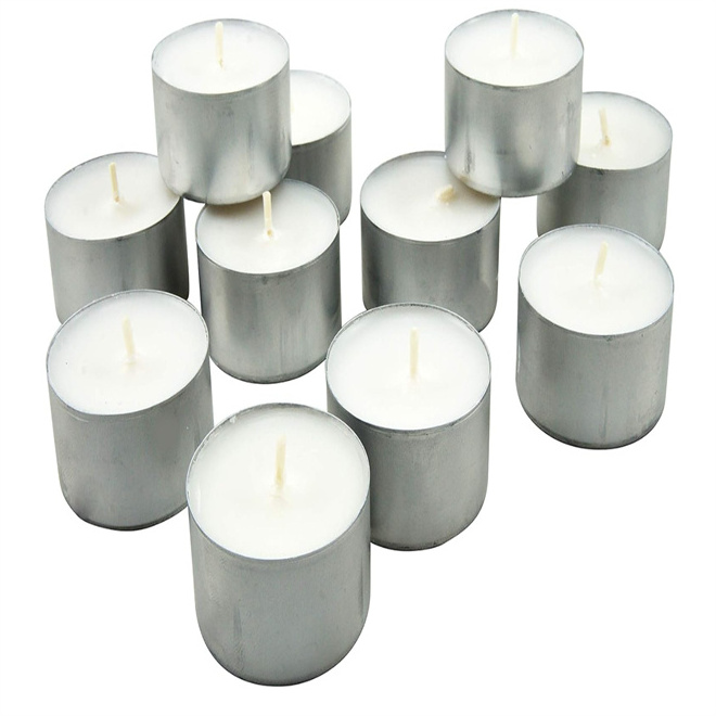 Paraffin Wax White Unscented European Votive Smokeless Tea Lights for Shabbat Weddings Christmas Home Decorative