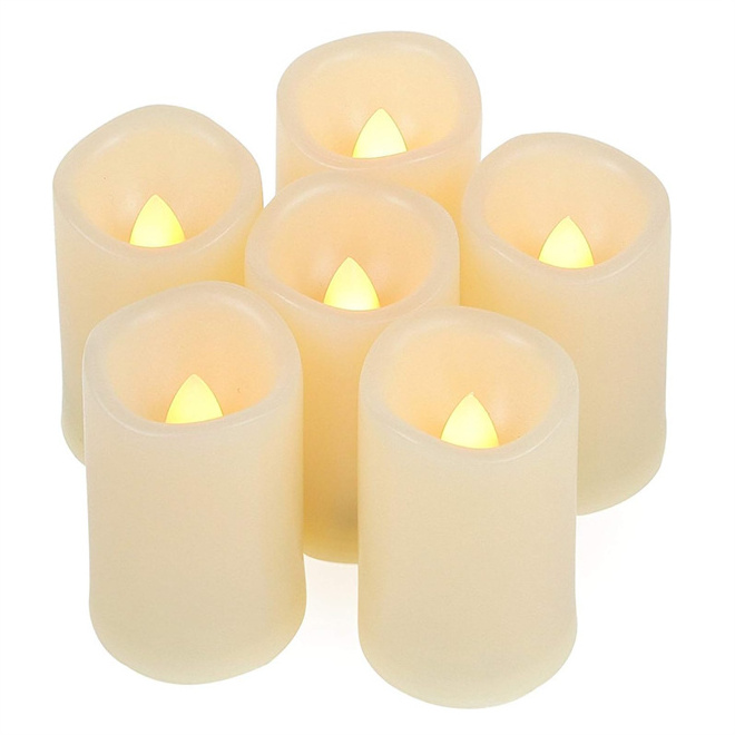 Flameless Votive Candles with Timer Remote Battery Operated Pillar Candles 6 Pack for Wedding