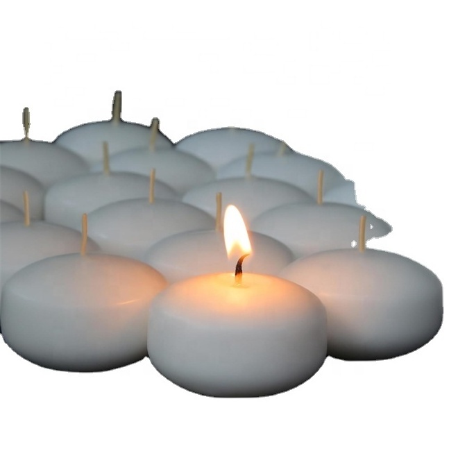 Pack of 16 Ivory Unscented Long Burning 8 hrs Floating Candles 3 inch Diameter for Party