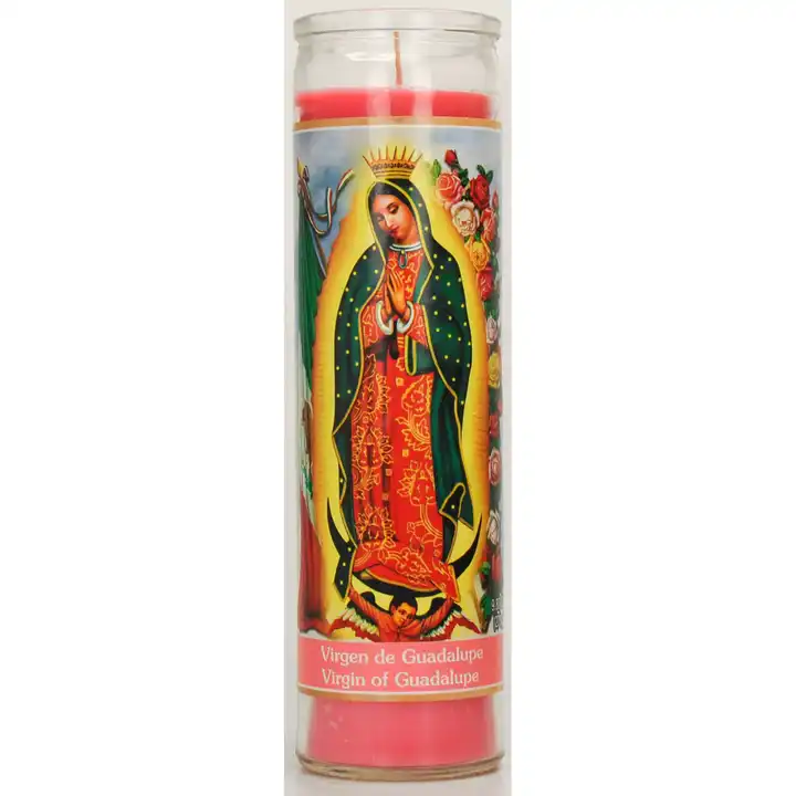 religious Holy Death Santa Muerte 7 Days Memorial Candle White Unscented Carton Easter Paraffin Wax Glass Candle