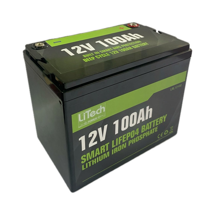 LiTech Power Portable 12.8V 100Ah LiFePo4 deep cycle LiThium Iron battery pack for electric solar energy storage