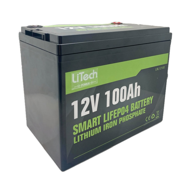 LiTech Power Portable 12.8V 100Ah LiFePo4 deep cycle LiThium Iron battery pack for electric solar energy storage