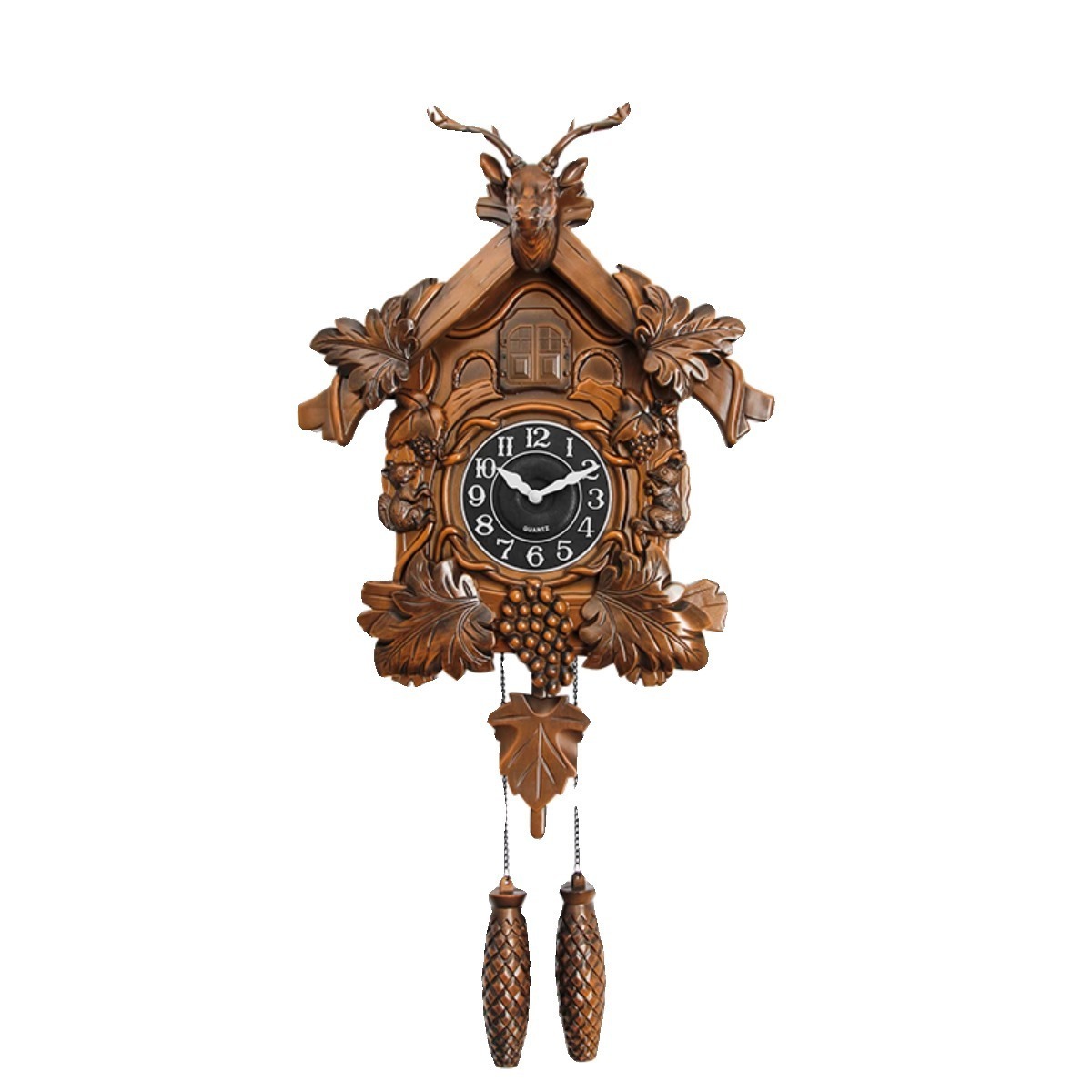 Traditional Hourly Cuckoo Singing Pendulum Wall Clock Retro Deer Dead Clock Luxury Decor Cuckoo Bird household Art Wall Clock