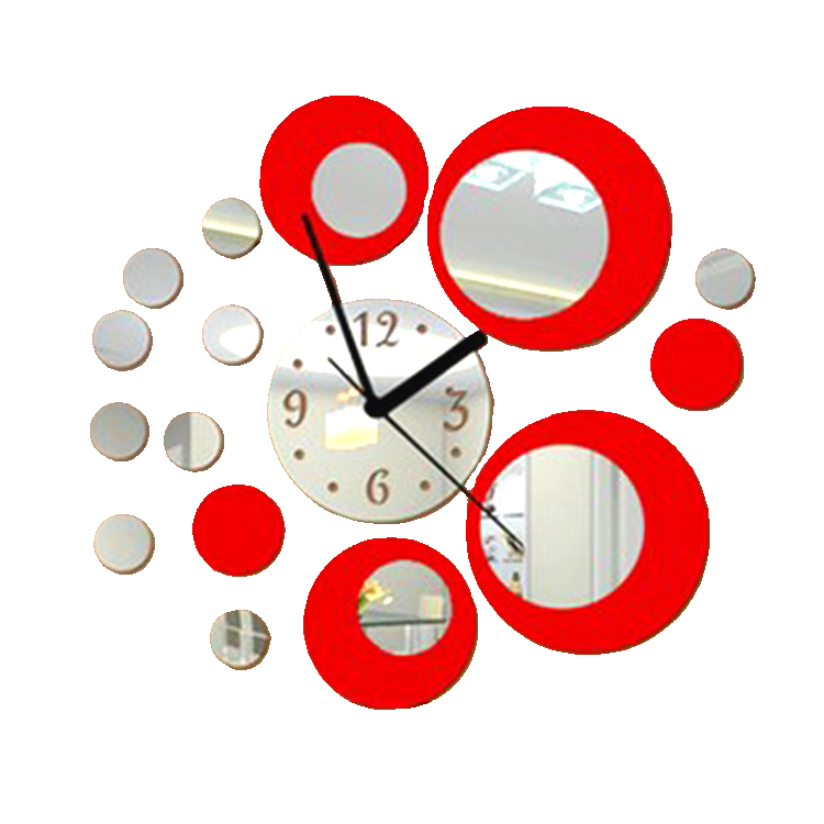 DIY Circular Mirror Circle Combination Wall Sticker Clock Acrylic Art Living Metting Room Dinning Room Decoration 3D Wall Clock