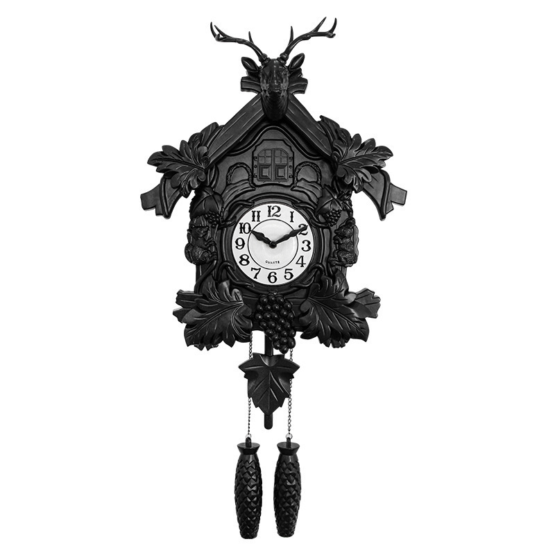 Traditional Hourly Cuckoo Singing Pendulum Wall Clock Retro Deer Dead Clock Luxury Decor Cuckoo Bird household Art Wall Clock