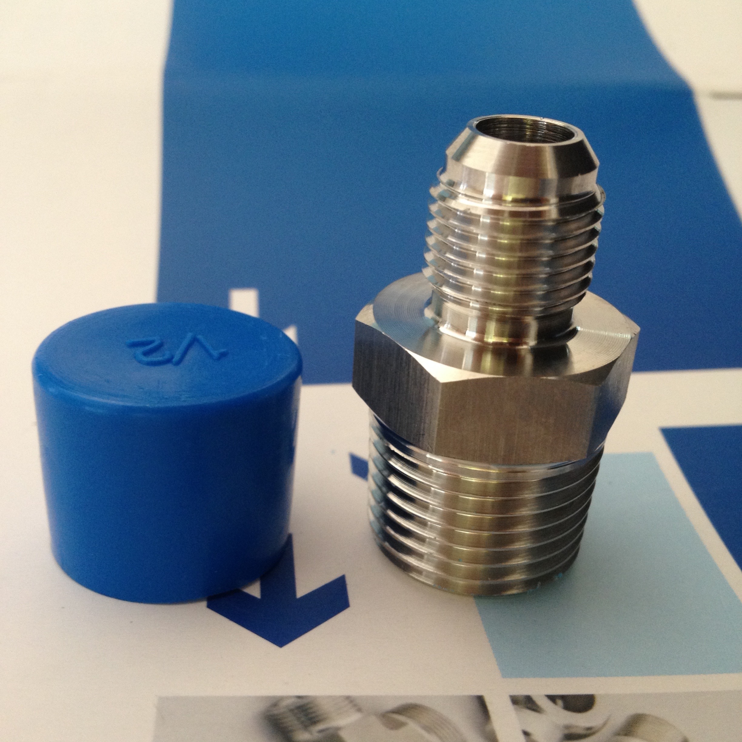 Hydraulic Hose Adapter 1/8 in x 1/4 in Fitting Size, Male x Male, NPT x JIC Rigid Straight 316 Stainless Steel