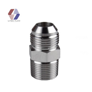 Hydraulic Hose Adapter 1/8 in x 1/4 in Fitting Size, Male x Male, NPT x JIC Rigid Straight 316 Stainless Steel