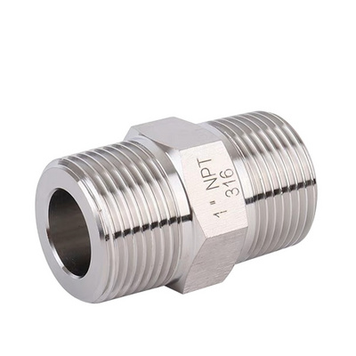 316 Stainless Steel Pipe Fitting Hex Nipple 1/4'' x 1/4" Male NPT