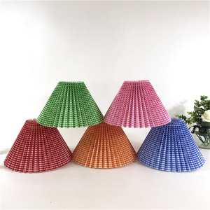 Korea style vintage plain fabric pleated hardback lamp shade for table pendant lamp